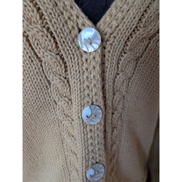 Bernard George Alpaca Womens Cardigan Sweater - Beige Button-Up V-Neck - M - Picture 2 of 8